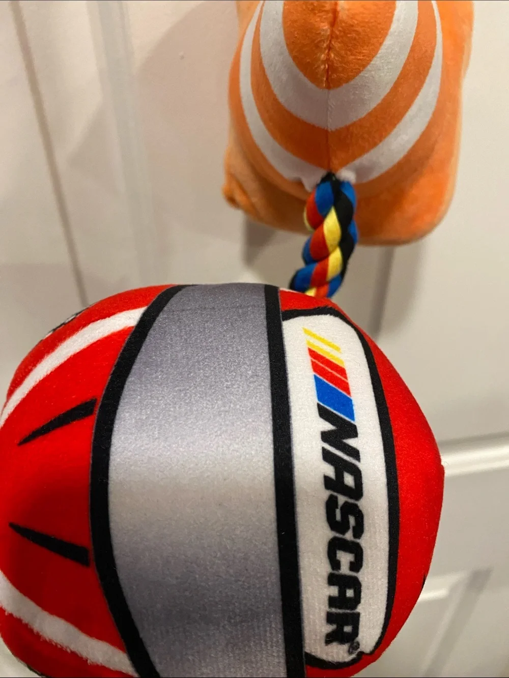 Nascar Plush Racing Rope Toy in Red, Orange, Black
